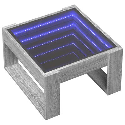 vidaXL Table basse avec LED infini sonoma gris 50x53x30 cm