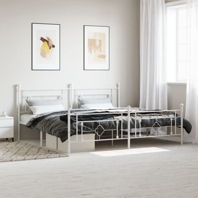 vidaXL Cadre de lit métal sans matelas et pied de lit blanc 193x203 cm