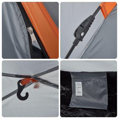 vidaXL Tente de camping 2 personnes gris et orange libération rapide