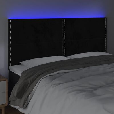 vidaXL Tête de lit à LED Noir 180x5x118/128 cm Velours