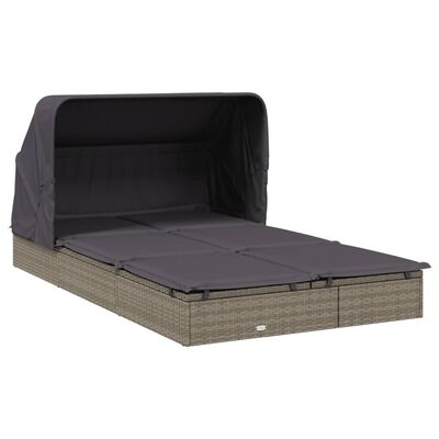 vidaXL Transat 2 places avec toit pliable gris 213x118x97 cm