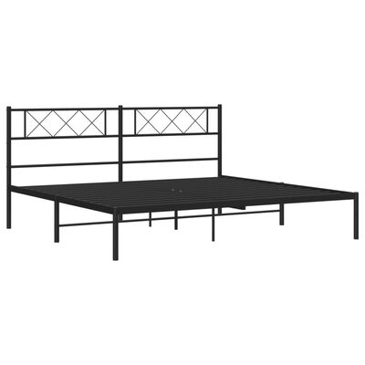 vidaXL Cadre de lit métal sans matelas avec tête de lit noir 200x200cm