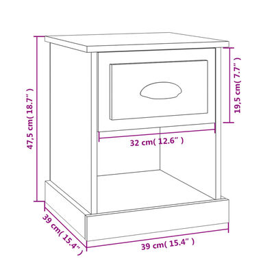 vidaXL Tables de chevet 2 pcs gris béton 39x39x47,5 cm bois ingénierie