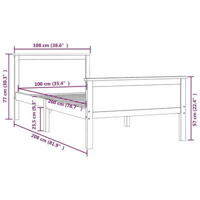 vidaXL Cadre de lit sans matelas bois massif de pin 100x200 cm