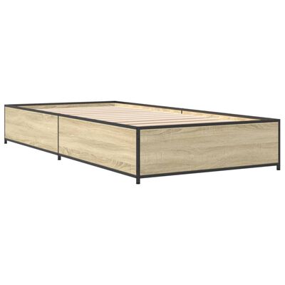 vidaXL Cadre de lit chêne sonoma 75x190 cm bois d'ingénierie et métal