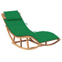 vidaXL Chaise longue à bascule avec coussin Bois de teck solide