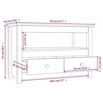 vidaXL Meuble TV 79x35x52 cm Bois de pin massif