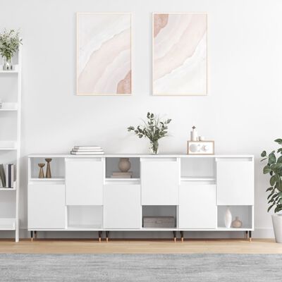 vidaXL Buffets 3 pcs Blanc Bois d'ingénierie