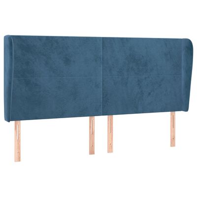 vidaXL Tête de lit avec oreilles Bleu foncé 203x23x118/128 cm Velours