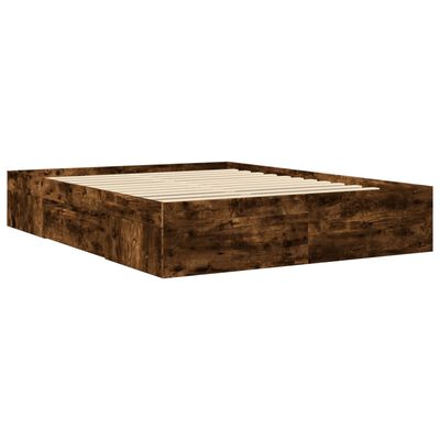 vidaXL Cadre de lit sans matelas chêne fumé 160x200 cm bois ingénierie