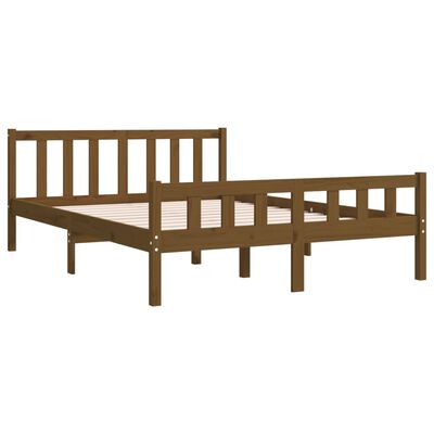 vidaXL Cadre de lit Marron miel Bois massif 140x190 cm