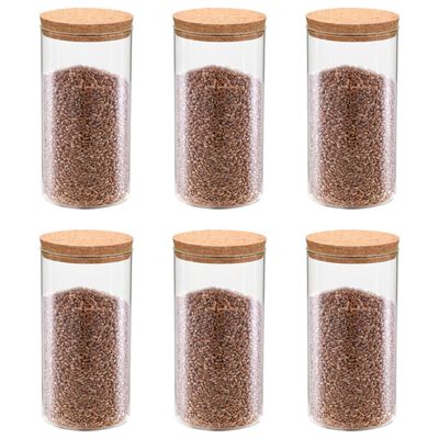 vidaXL 6pcs Pots de conservation en verre et couvercle en liège 1400ml