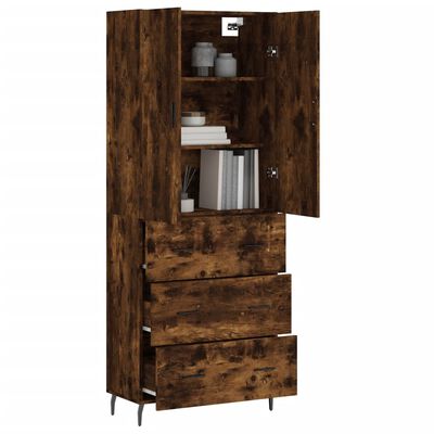 vidaXL Buffet haut Chêne fumé 69,5x34x180 cm Bois d'ingénierie