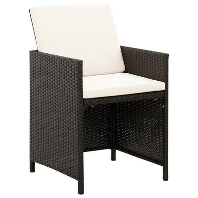 vidaXL Jeu de chaise et tabouret de jardin 4 pcs Résine tressée Noir