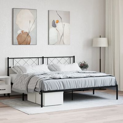 vidaXL Cadre de lit métal sans matelas avec tête de lit noir 193x203cm