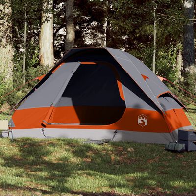 vidaXL Tente familiale à dôme 6 personnes gris et orange imperméable