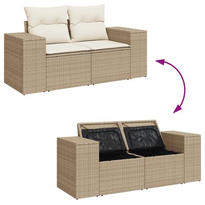 vidaXL Salon de jardin avec coussins 9 pcs beige résine tressée