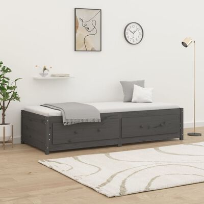 vidaXL Lit de jour Gris 90x190 cm Simple Bois de pin massif