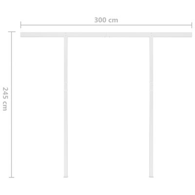 vidaXL Auvent manuel rétractable avec poteaux 3,5x2,5 m Jaune et blanc
