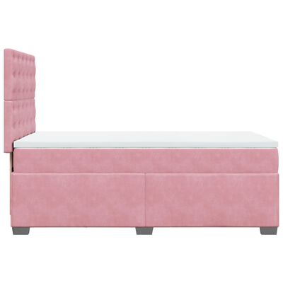 vidaXL Sommier à lattes de lit avec matelas Rose 100x200 cm Velours