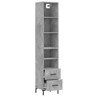 vidaXL Buffet haut Gris béton 34,5x34x180 cm Bois d'ingénierie