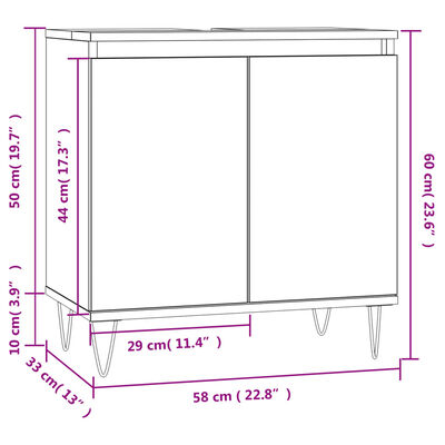 vidaXL Armoire de bain sonoma gris 58x33x60 cm bois d'ingénierie