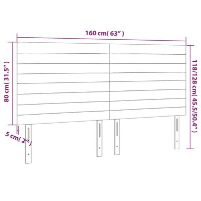 vidaXL Tête de lit à LED Vert 160x5x118/128 cm Tissu