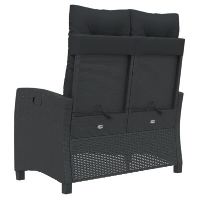 vidaXL Banc inclinable de jardin avec coussins noir résine tressée