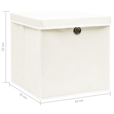 vidaXL Boîtes de rangement avec couvercles 4pcs Blanc 32x32x32cm Tissu