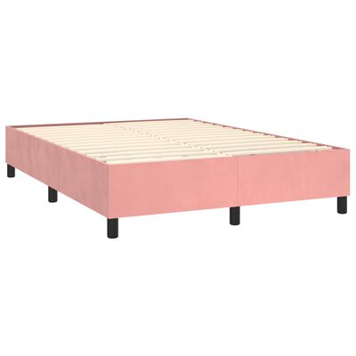 vidaXL Sommier à lattes de lit avec matelas Rose 140x200 cm Velours