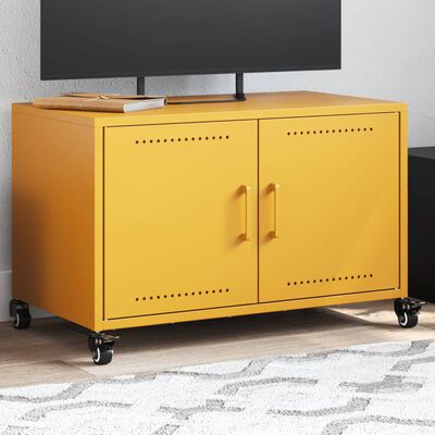 vidaXL Meuble TV jaune moutarde 68x39x43,5 cm acier