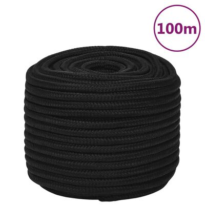 vidaXL Corde de travail Noir 12 mm 100 m Polyester