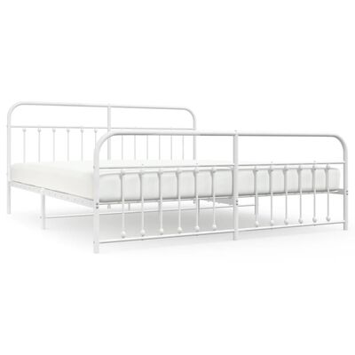 vidaXL Cadre de lit métal sans matelas et pied de lit blanc 200x200 cm