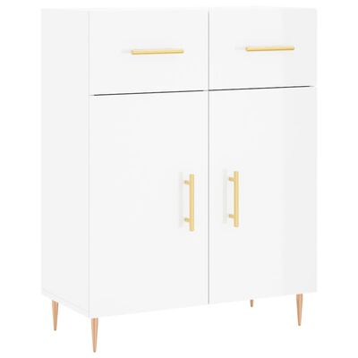 vidaXL Buffet haut Blanc brillant 69,5x34x180 cm Bois d'ingénierie