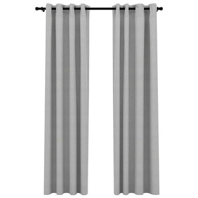 vidaXL Rideaux occultants Aspect lin avec œillets 2 pcs Gris 140x245cm