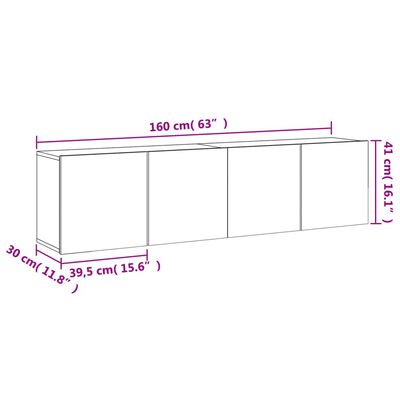 vidaXL Meubles TV muraux 2 pcs blanc 80x30x41 cm