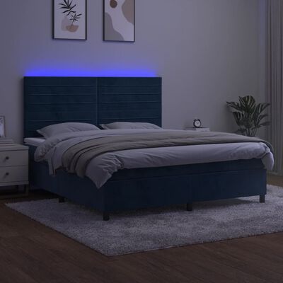 vidaXL Sommier à lattes de lit avec matelas LED Bleu foncé 160x200 cm