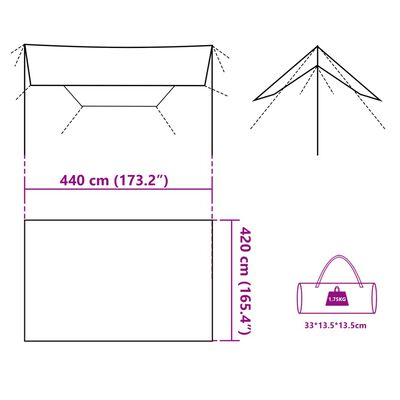 vidaXL Bâche de camping gris et orange 420x440 cm imperméable