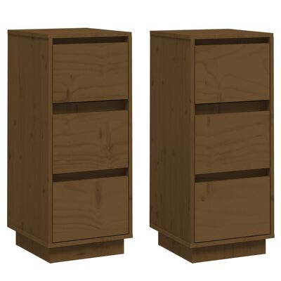 vidaXL Buffets 2 pcs Marron miel 32x34x75 cm Bois massif de pin