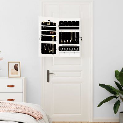 vidaXL Armoire à bijoux avec miroir murale blanc 37,5x10x67 cm