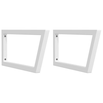 vidaXL Supports d'étagères pour lavabo 2 pcs blanc trapèze acier