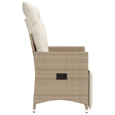 vidaXL Chaises inclinables de jardin lot de 2 et coussins beige rotin