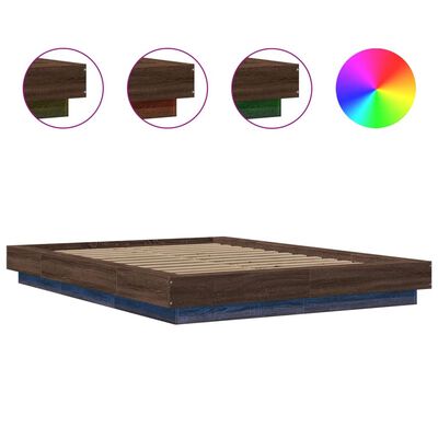 vidaXL Cadre de lit avec lumières LED sans matelas 140x190 cm