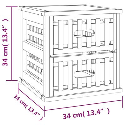 vidaXL Tables de chevet 2 pcs 34x34x34 cm Bois massif de noyer