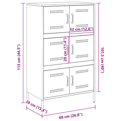 vidaXL Buffet haut noir 68x39x113 cm acier