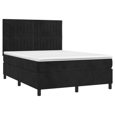 vidaXL Sommier à lattes de lit avec matelas LED Noir 140x190cm Velours