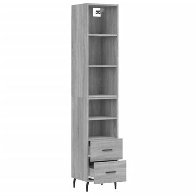 vidaXL Buffet haut Sonoma gris 34,5x34x180 cm Bois d'ingénierie