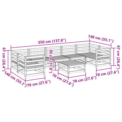 vidaXL Salon de jardin 8 pcs bois de pin imprégné