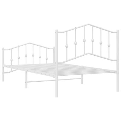 vidaXL Cadre de lit métal sans matelas et pied de lit blanc 100x190 cm