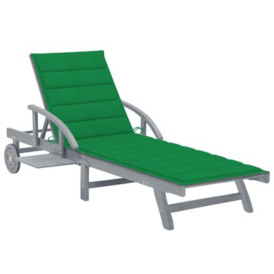 vidaXL Chaise longue de jardin avec coussin Bois d'acacia solide